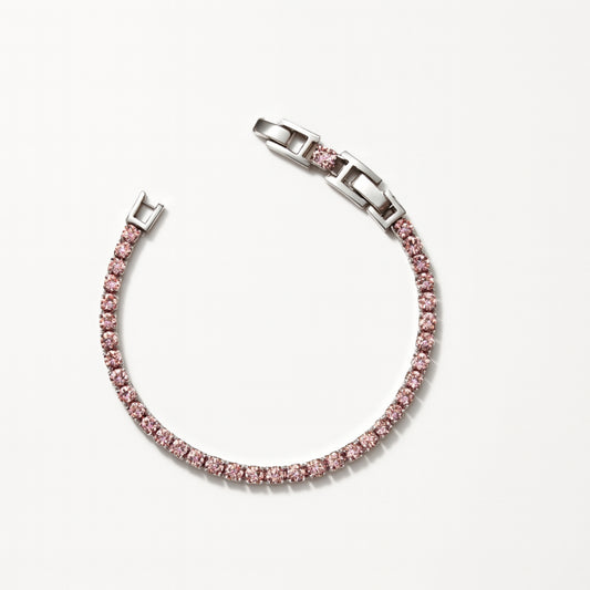 Bracciale Ténnis Rose Medium in Acciaio Inox con Zirconi Rosa