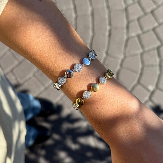 Bracciale Circle Moon Pavé in Acciaio Inox