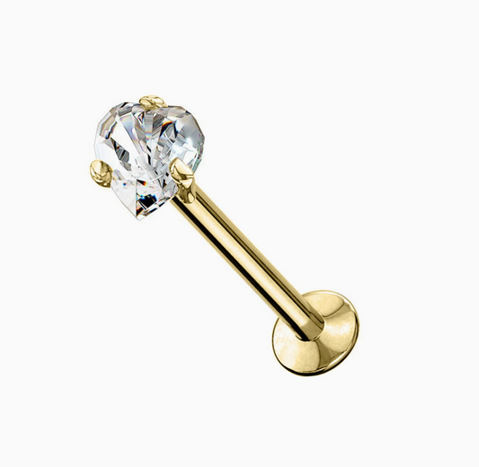 Amour Heart Labret  | Piercing in acciaio 316L con cristallo a cuore.