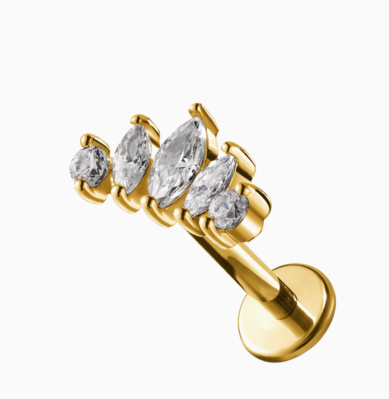 Marquise Tiara a Cinque Cristalli   |  Labret in acciaio 316L