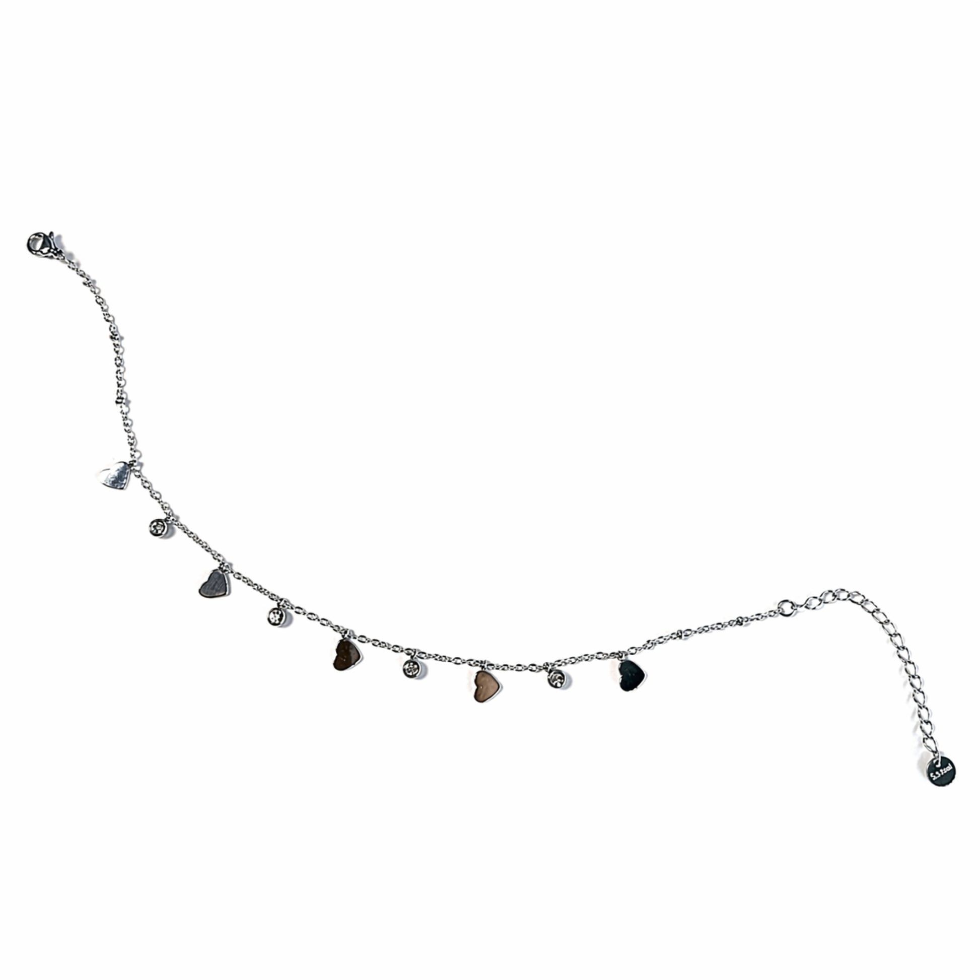 cavigliera cirel acciaio inox cuori dettaglio