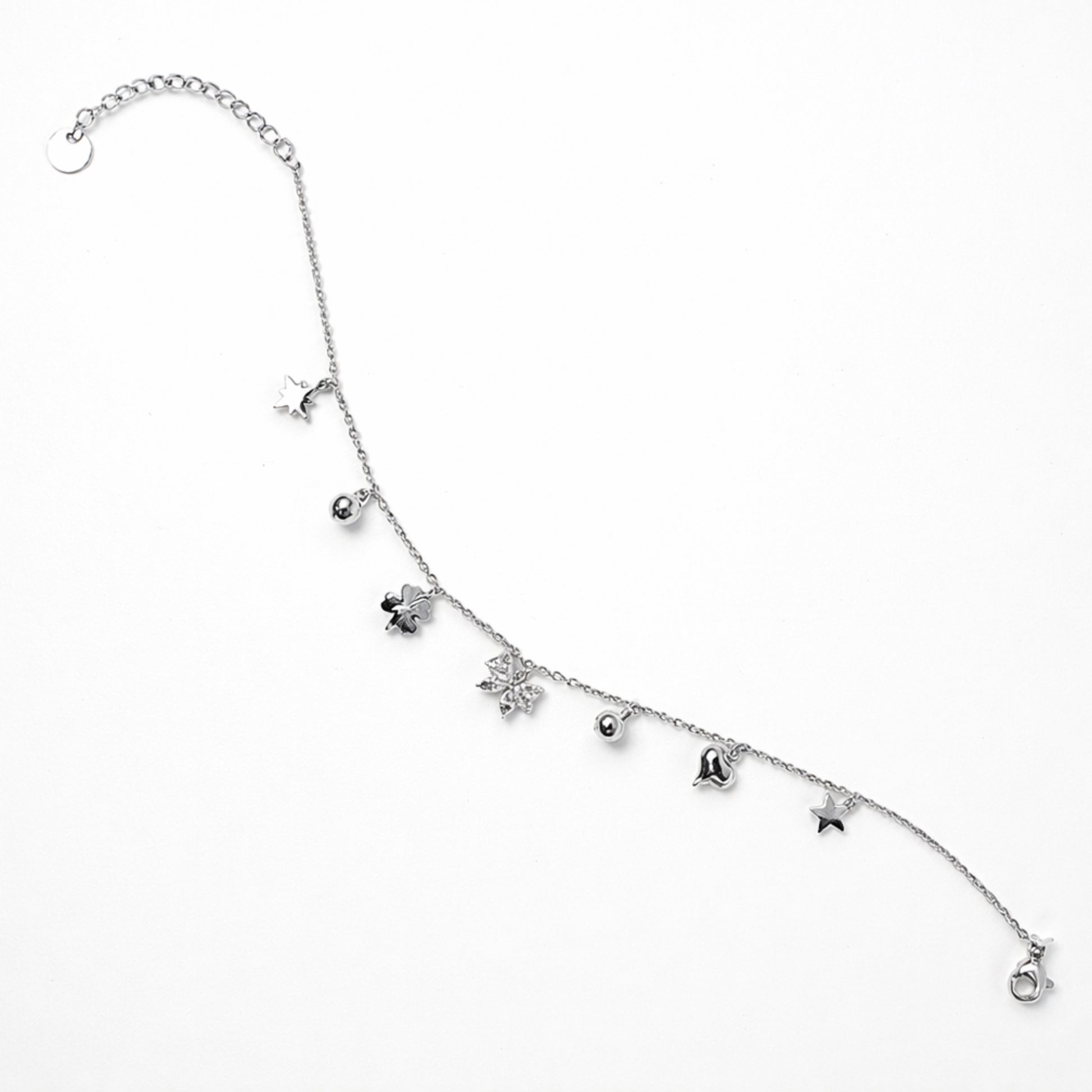 cavigliera donna charms stella cuore fiocco