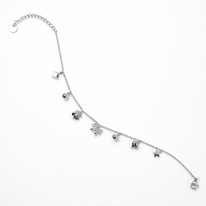 cavigliera donna charms stella cuore fiocco