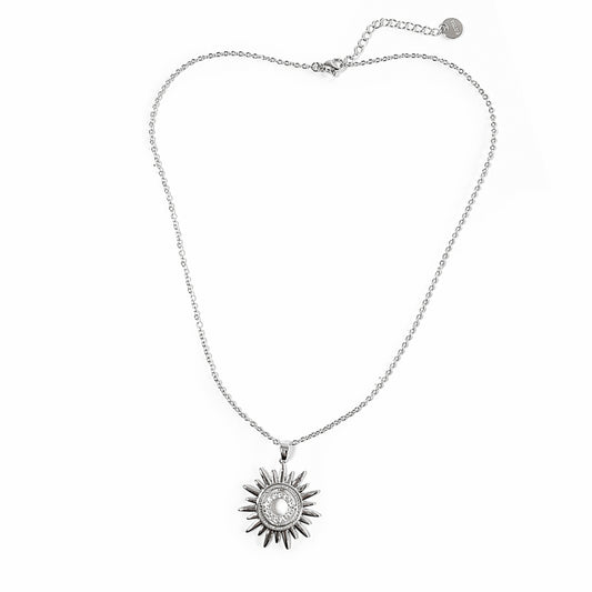 Collana da donna Halo con catena sottile e ciondolo sole in acciaio inox