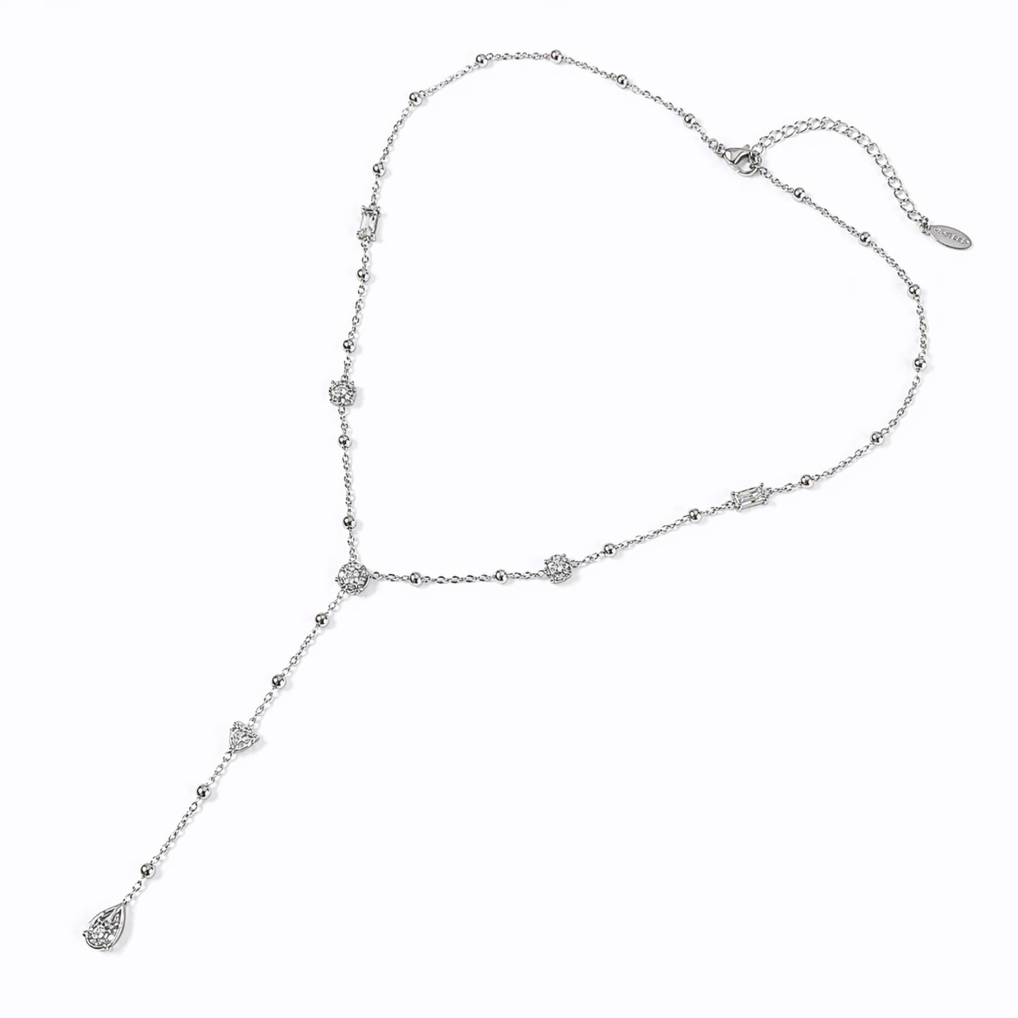 collana sospesa acciaio inox design a y punti luce