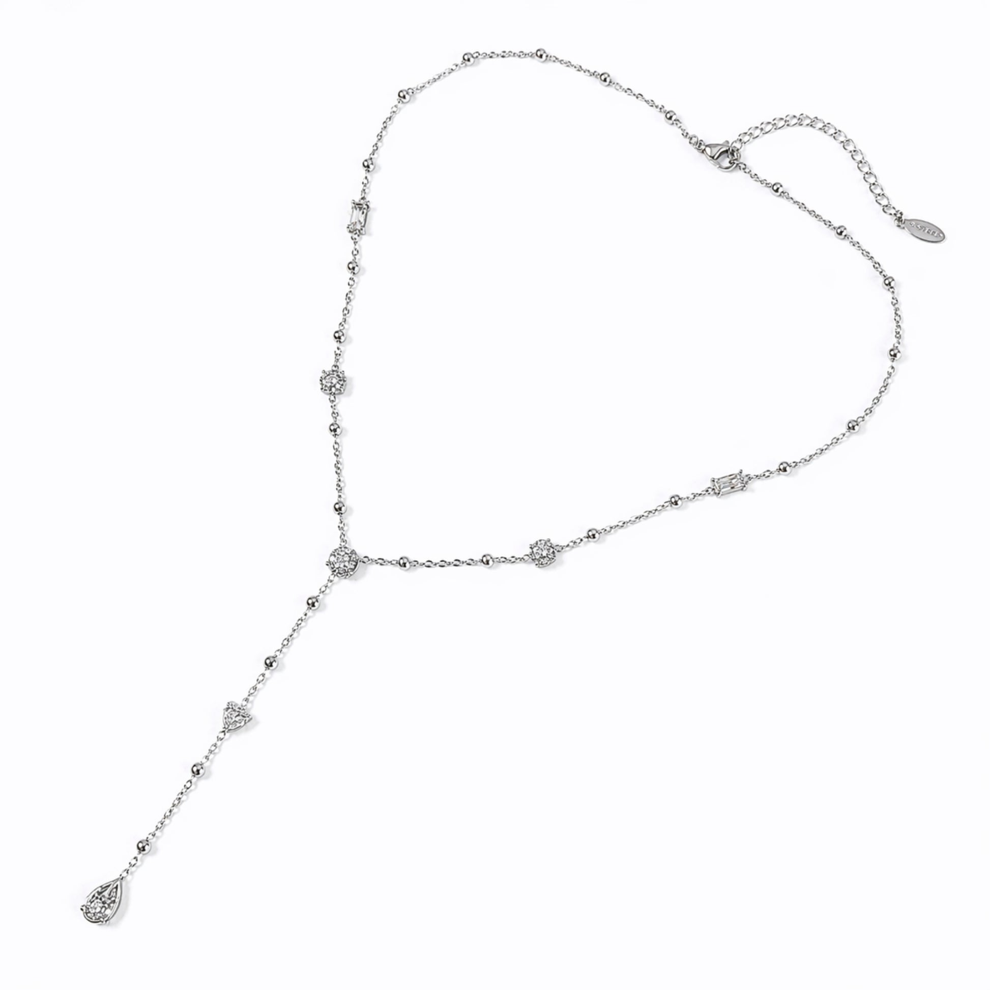 collana sospesa acciaio inox design a y punti luce