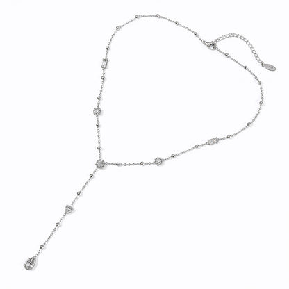 collana sospesa acciaio inox design a y punti luce