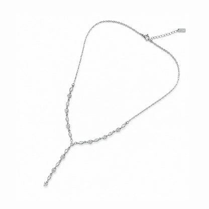 Serica collana a Y con punti luce in acciaio inox argento