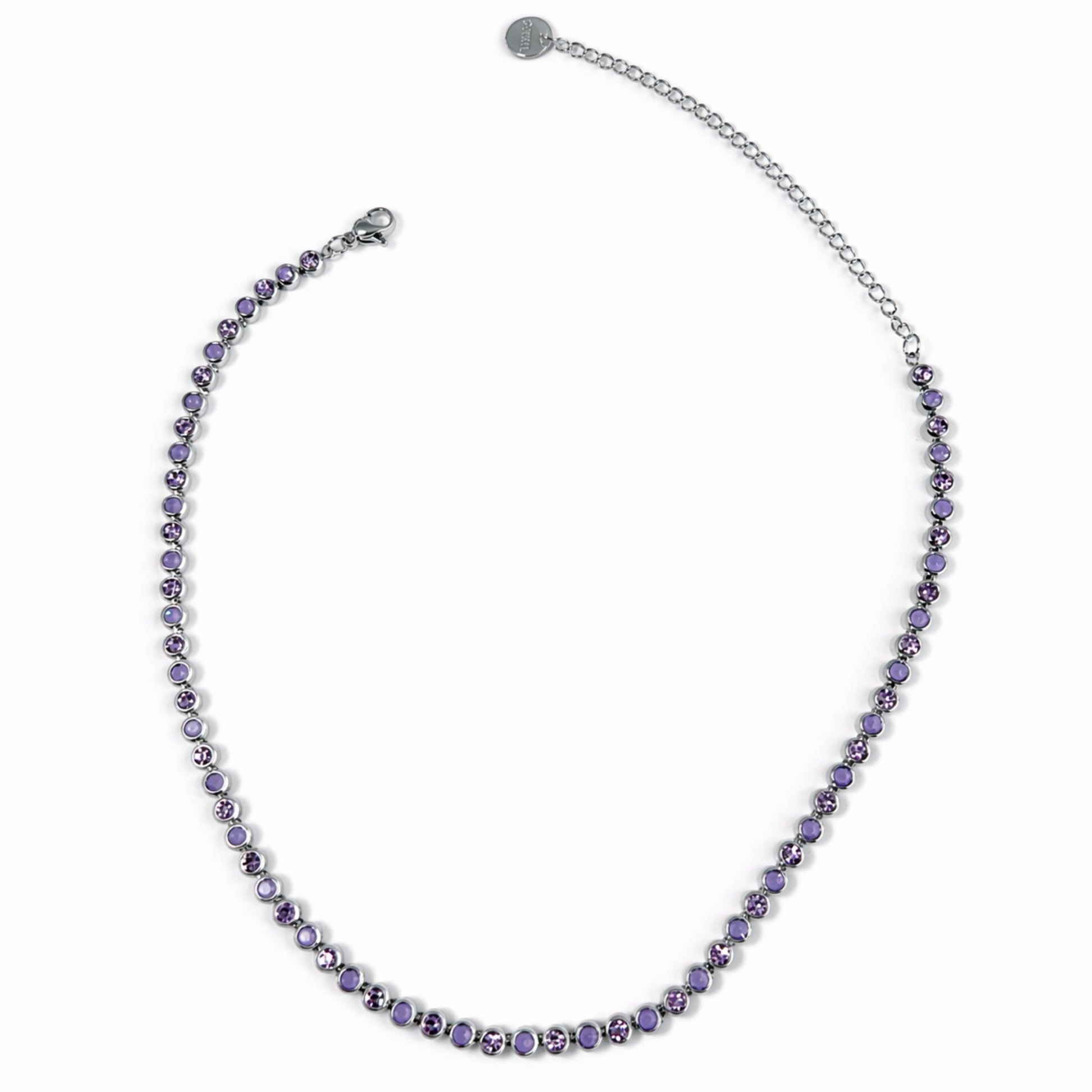 collana tennis argento zirconi viola elegante