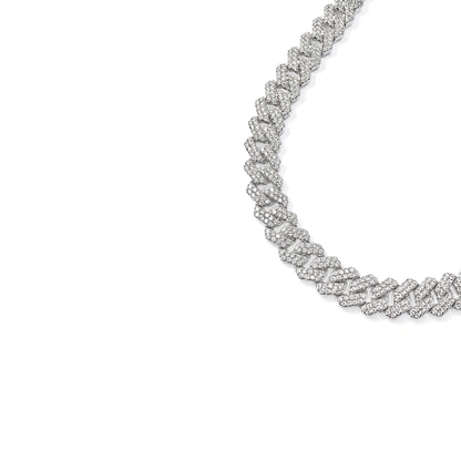 Pavé Club collana cuban chain in acciaio inox argento