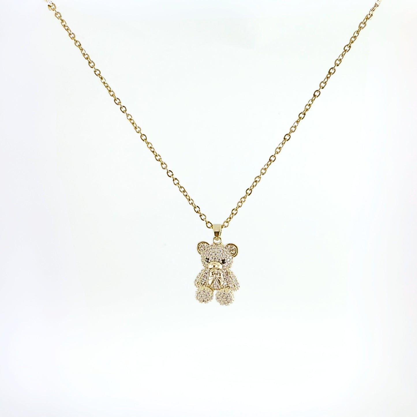 Collana Bling Bear in Acciaio Inox – Orsetto con Strass Brillanti