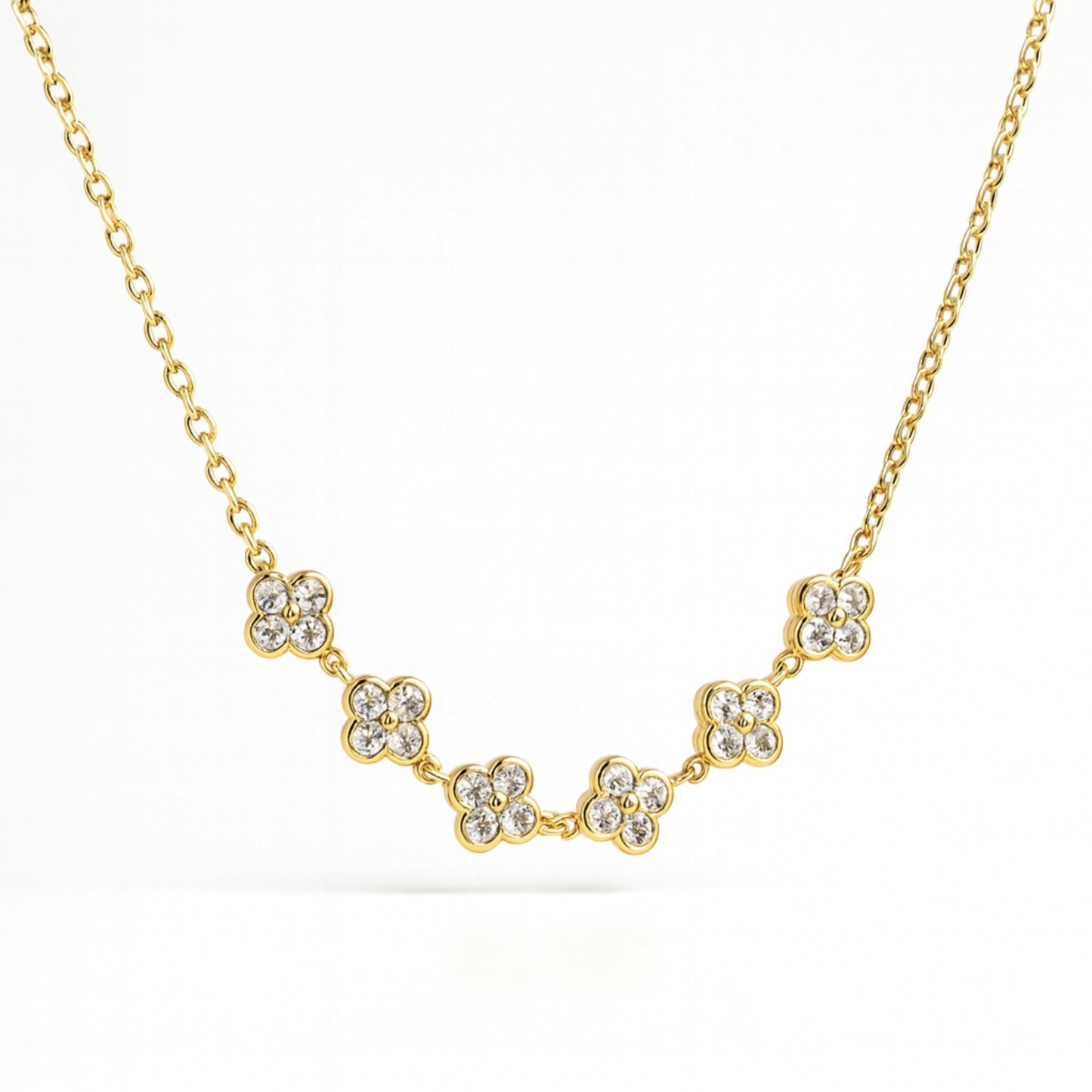 Collana Blossom Line in Acciaio Inox – Fiori Brillanti in Serie Elegante