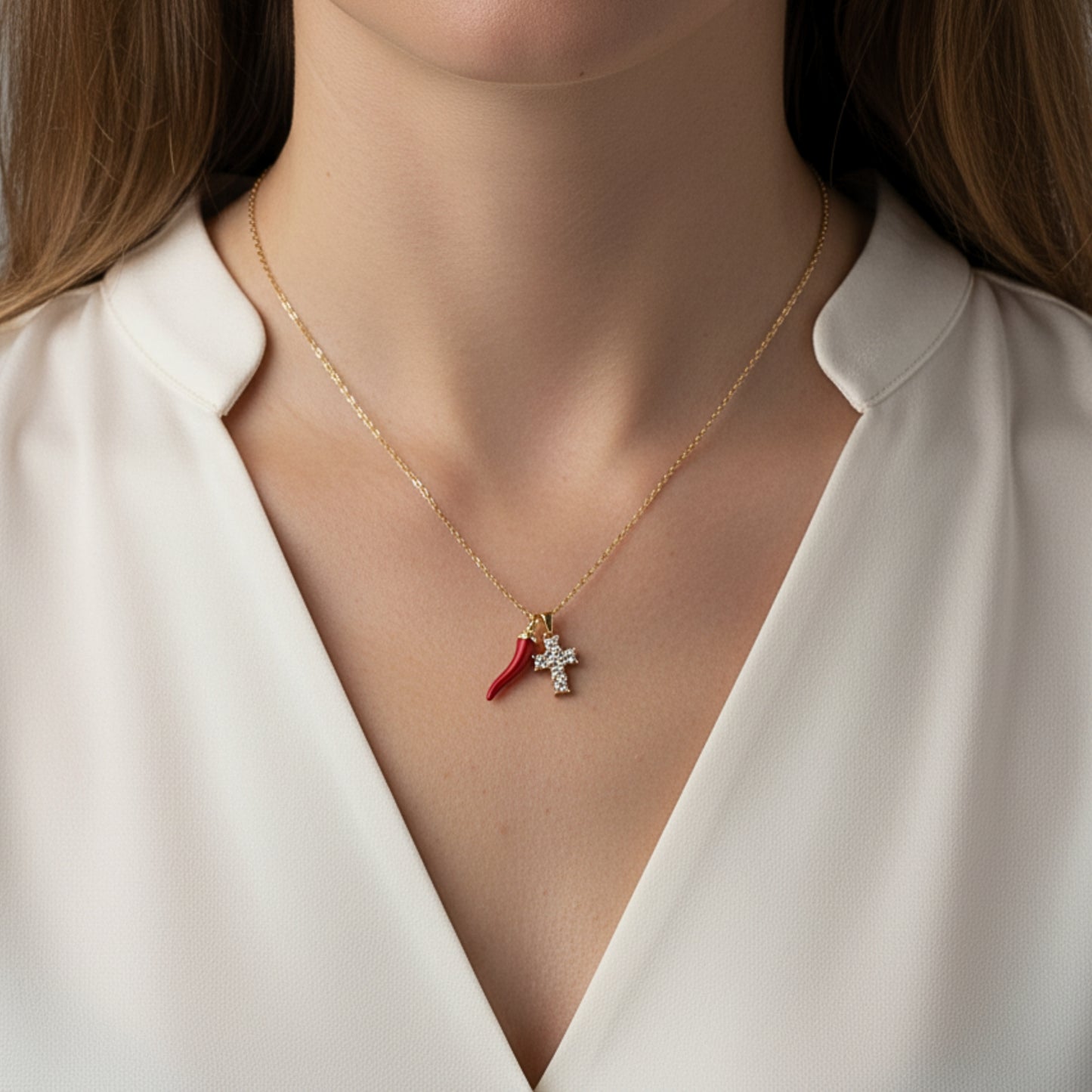 Collana in Acciaio Inox – Croce & Fuoco