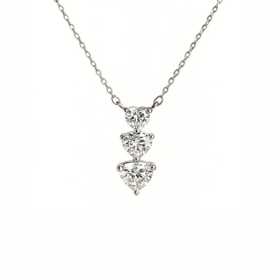 Collana “Trilove” in Acciaio Inox – Tre Cuori con Strass