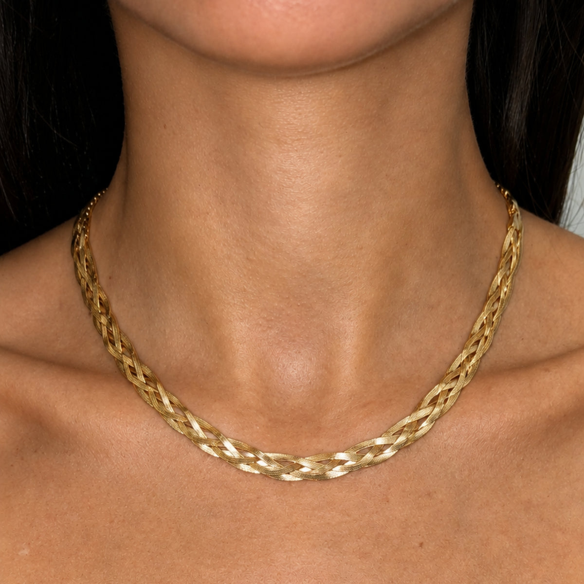 Tressia — Collana a Maglia Intrecciata in Acciaio Inox