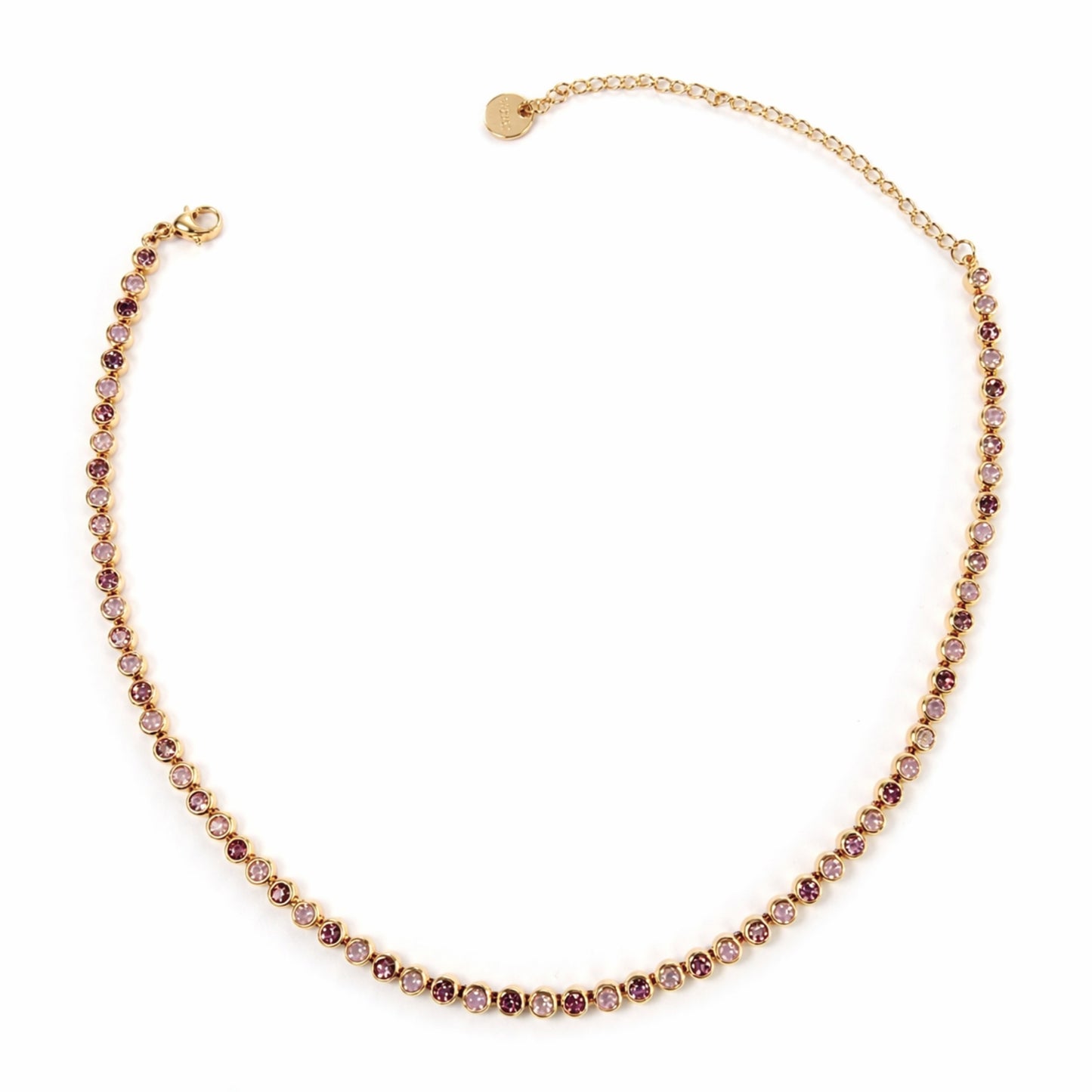 collana tennis donna oro zirconi rosa e rossi