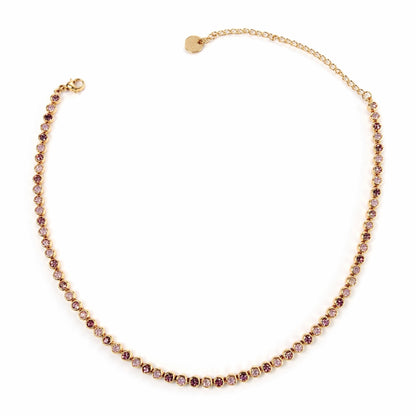 collana tennis donna oro zirconi rosa e rossi