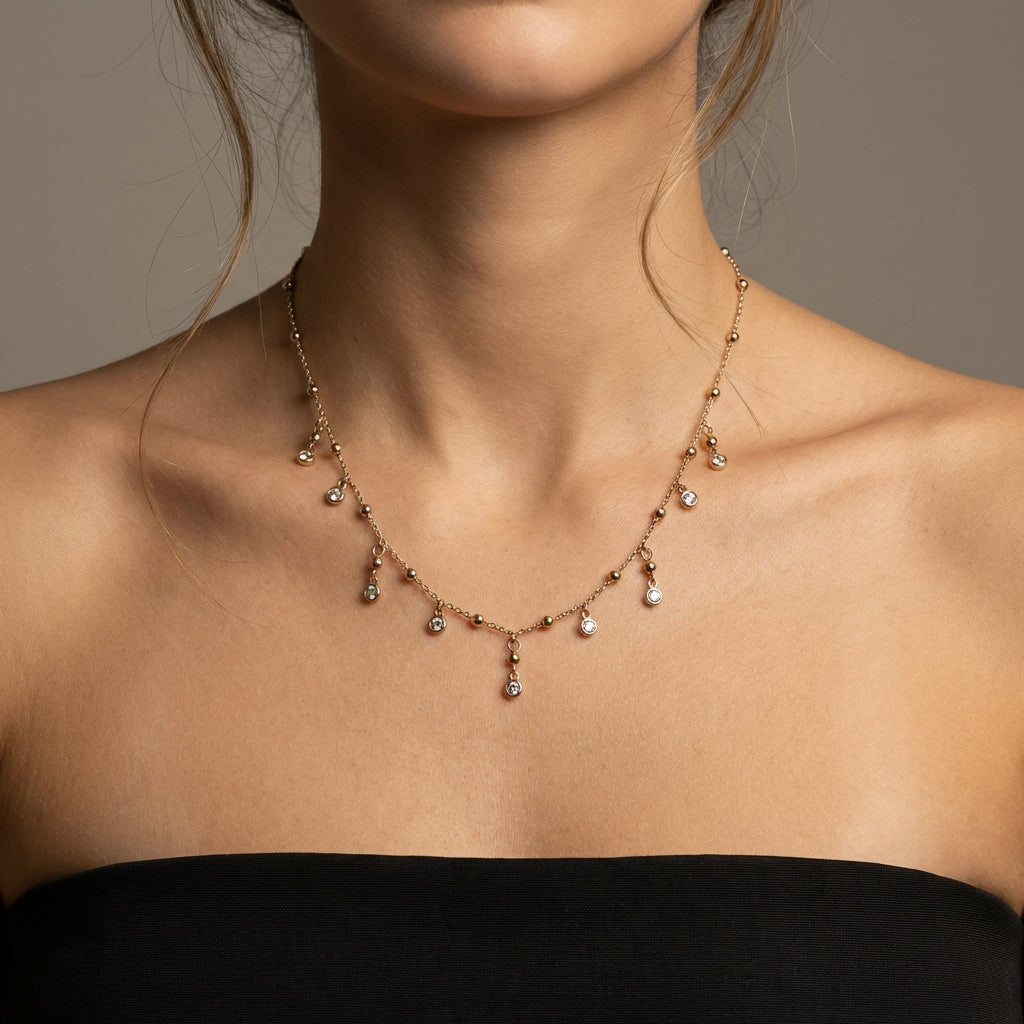 Collana Diva Drops in Acciaio Inox Dorato | Gocce Punto Luce