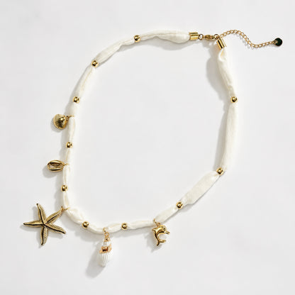 Baia Bianca collana charms marini con tessuto bianco
