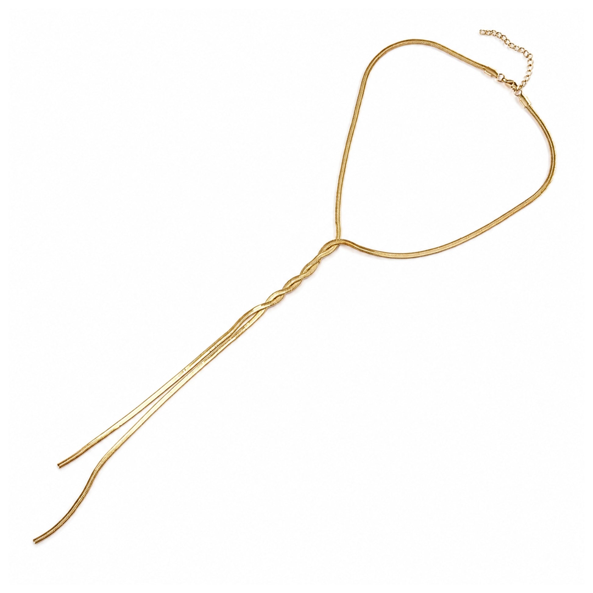 Collana lariat donna con caduta lunga e texture snake flat