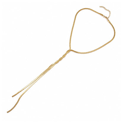 Collana lariat donna con caduta lunga e texture snake flat