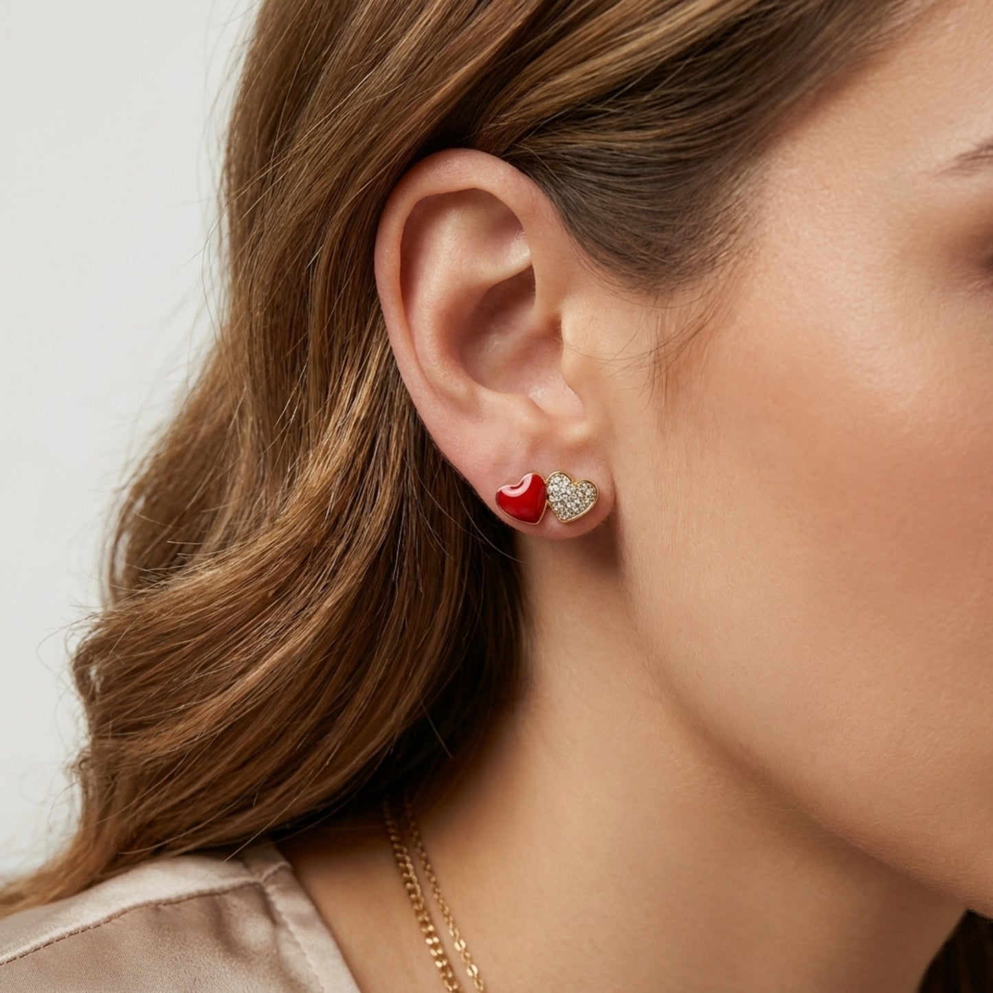 Cuori Amore Duo · Orecchini con doppio cuore in acciaio inossidabile