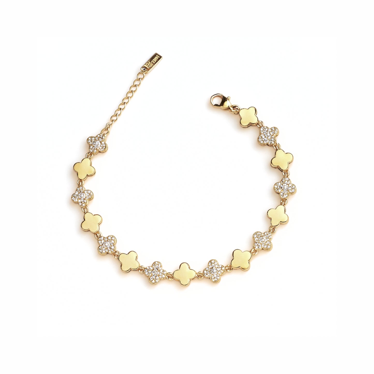 Bracciale Moon Clover Pavé in Acciaio Inox