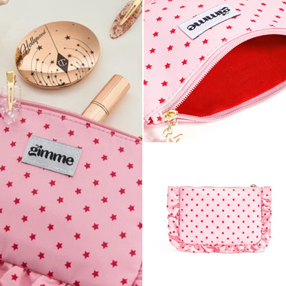 Scintilla Pochette rosa con stelle rosse e volant laterali