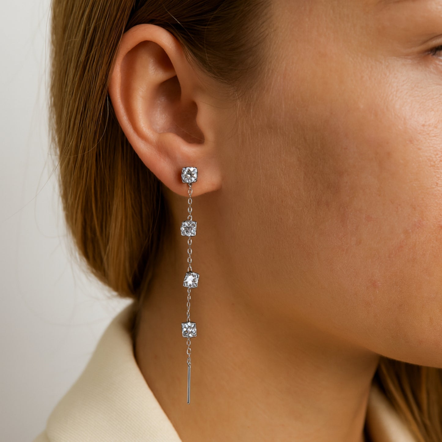 Orecchini Cascata Iguazú in Acciaio Inox – Eleganza Scintillante