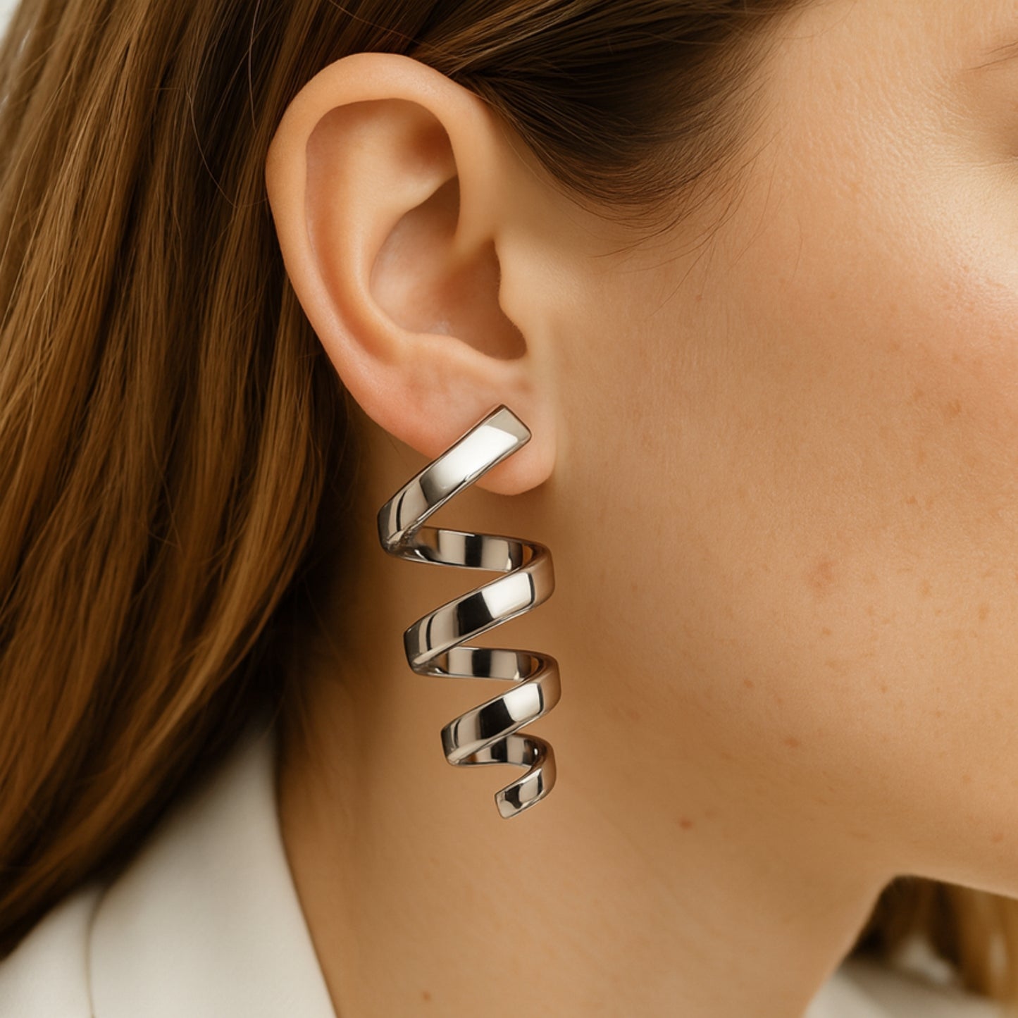 Elica Bold · Orecchini pendenti a spirale in acciaio inox