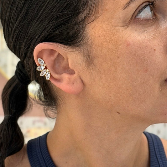 Ear Cuff Alina · Acciaio Inox Gold con Pietre Marquise