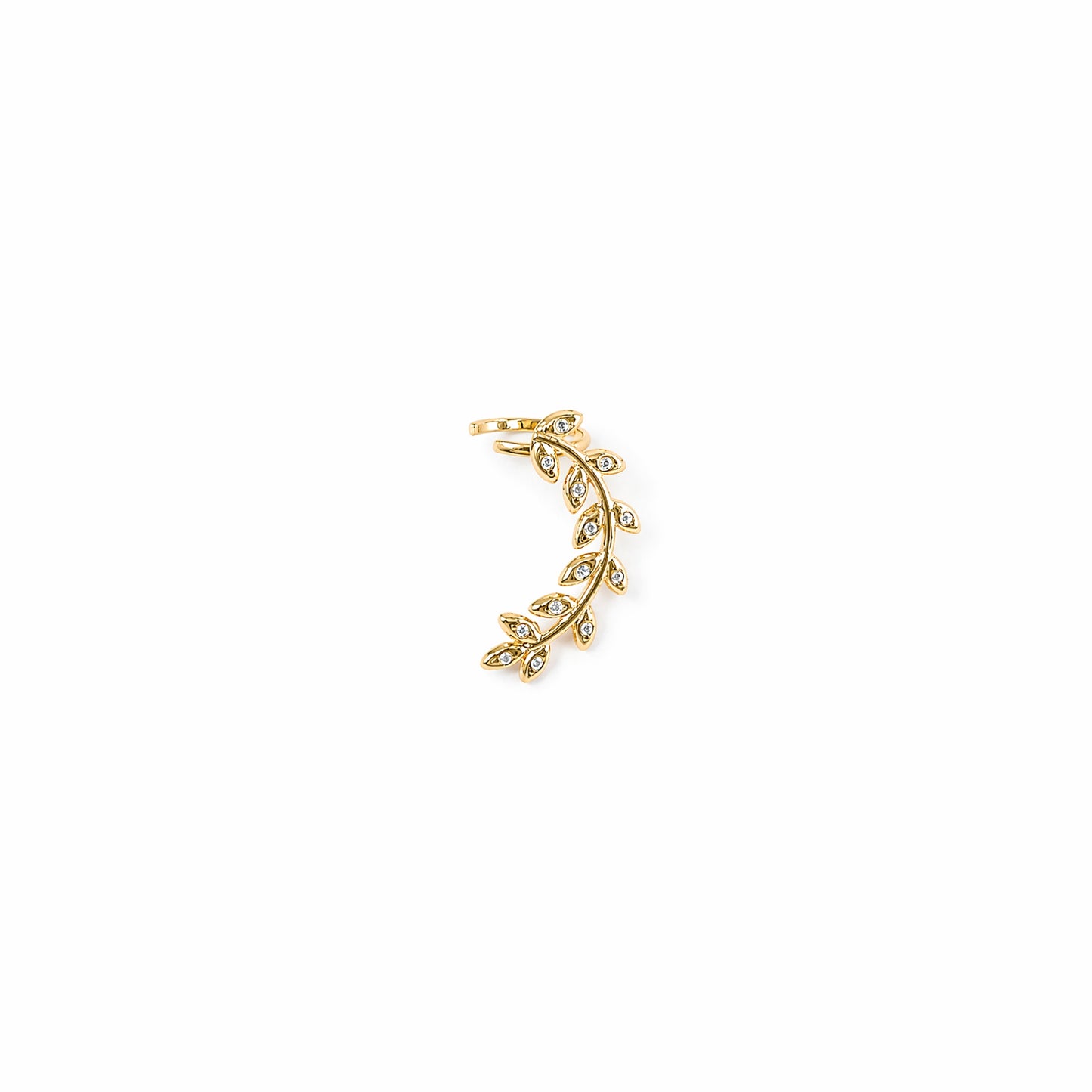 Ear Cuff Nenina · Acciaio Inox Dorato con Strass Foglia