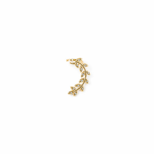 Ear Cuff Nenina · Acciaio Inox Dorato con Strass Foglia