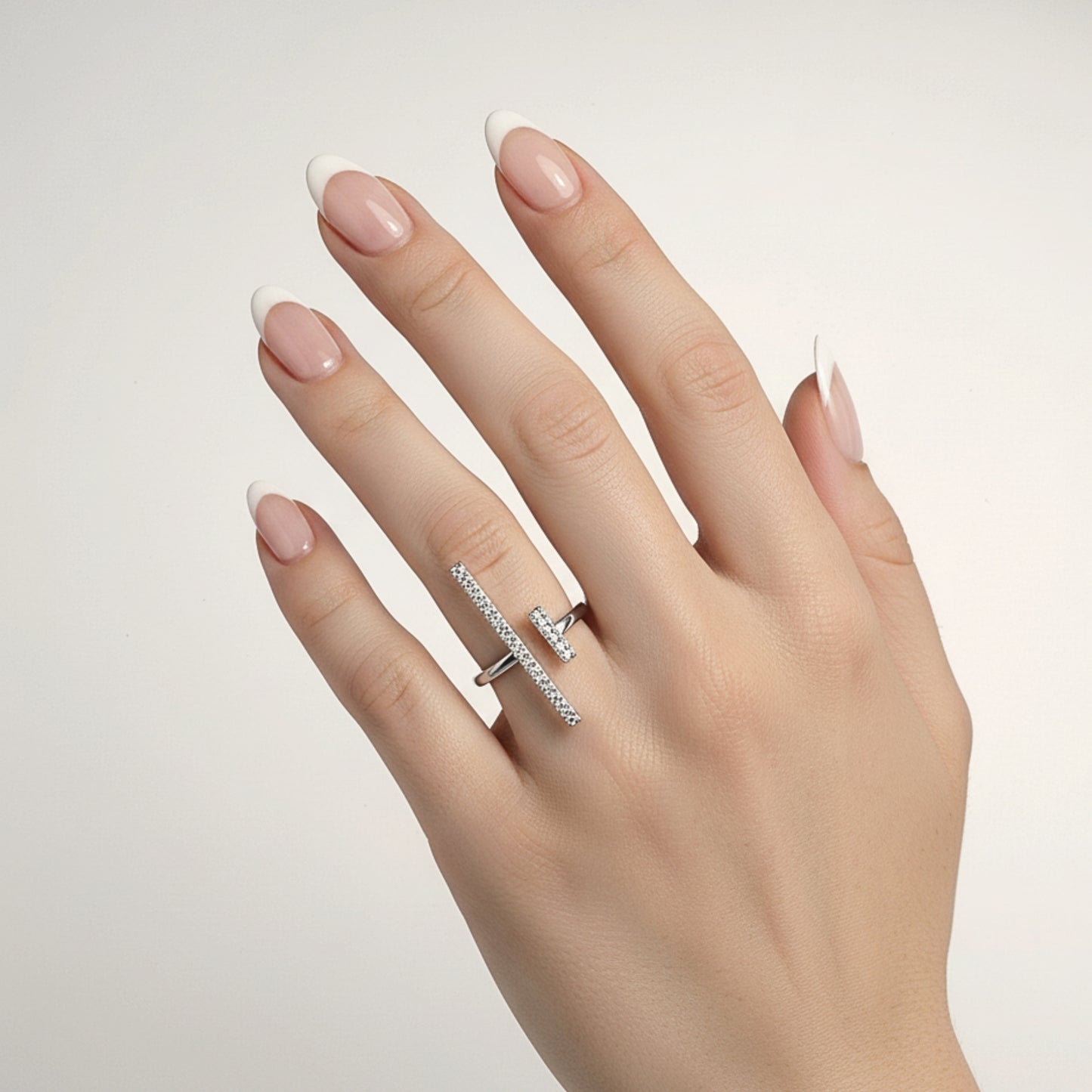 Anello Linea | Regolabile in Acciaio Inox con Zirconi