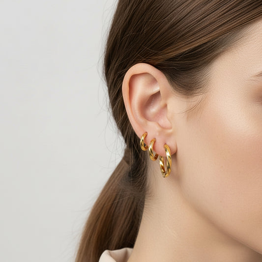 Orecchini “Twiny Set” in Acciaio Inox – 3 misure chic (6pz)