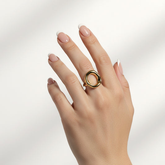 Anello Arco Oro | Regolabile in Acciaio Inox con Finitura Dorata