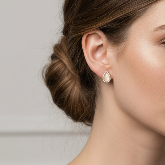 Goccia Moon – Orecchini a Goccia con Strass in Acciaio Inox