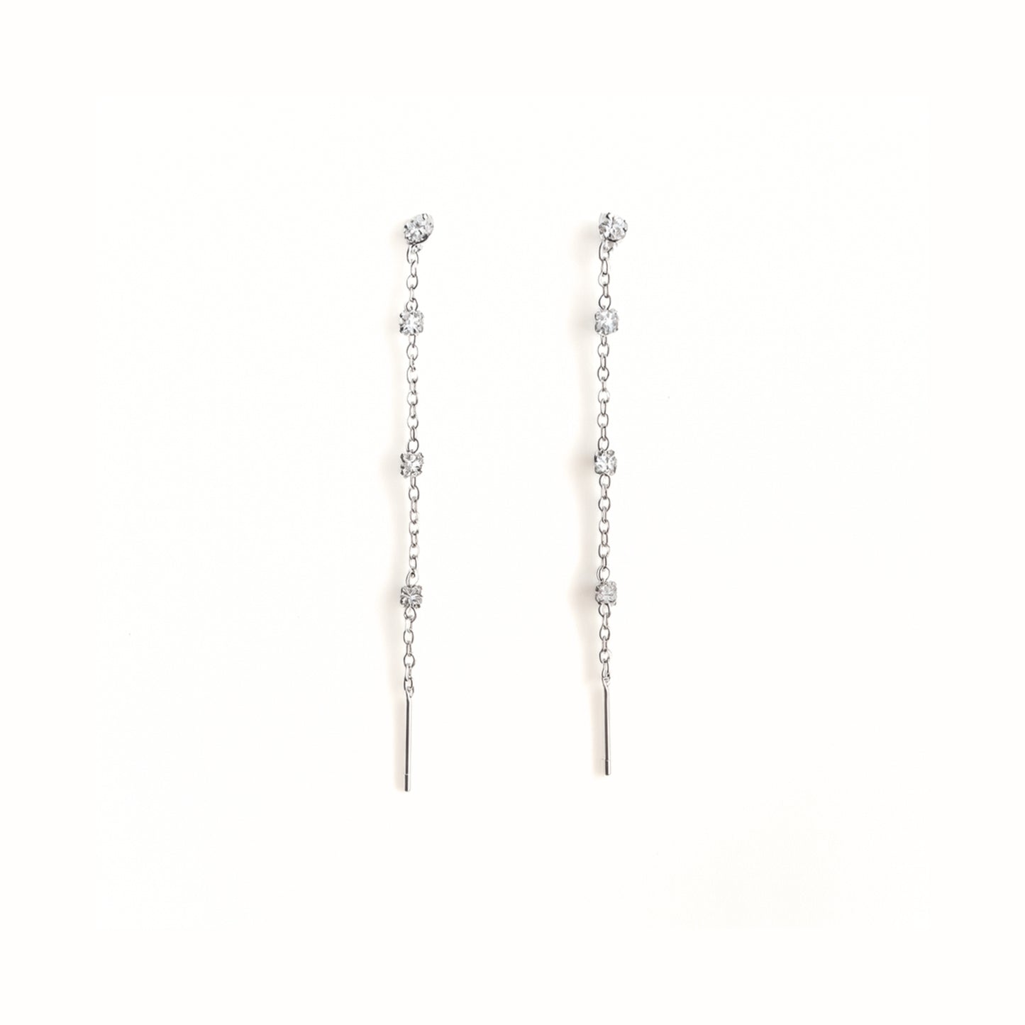 Lumi Thread – Orecchini Lunghi in Acciaio Inox con Zirconi