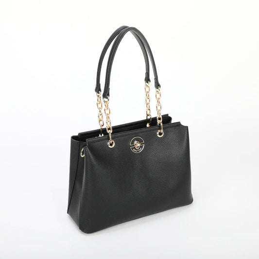 Marvè – Borsa nera strutturata con catena dorata | Mimi Mua Firenze