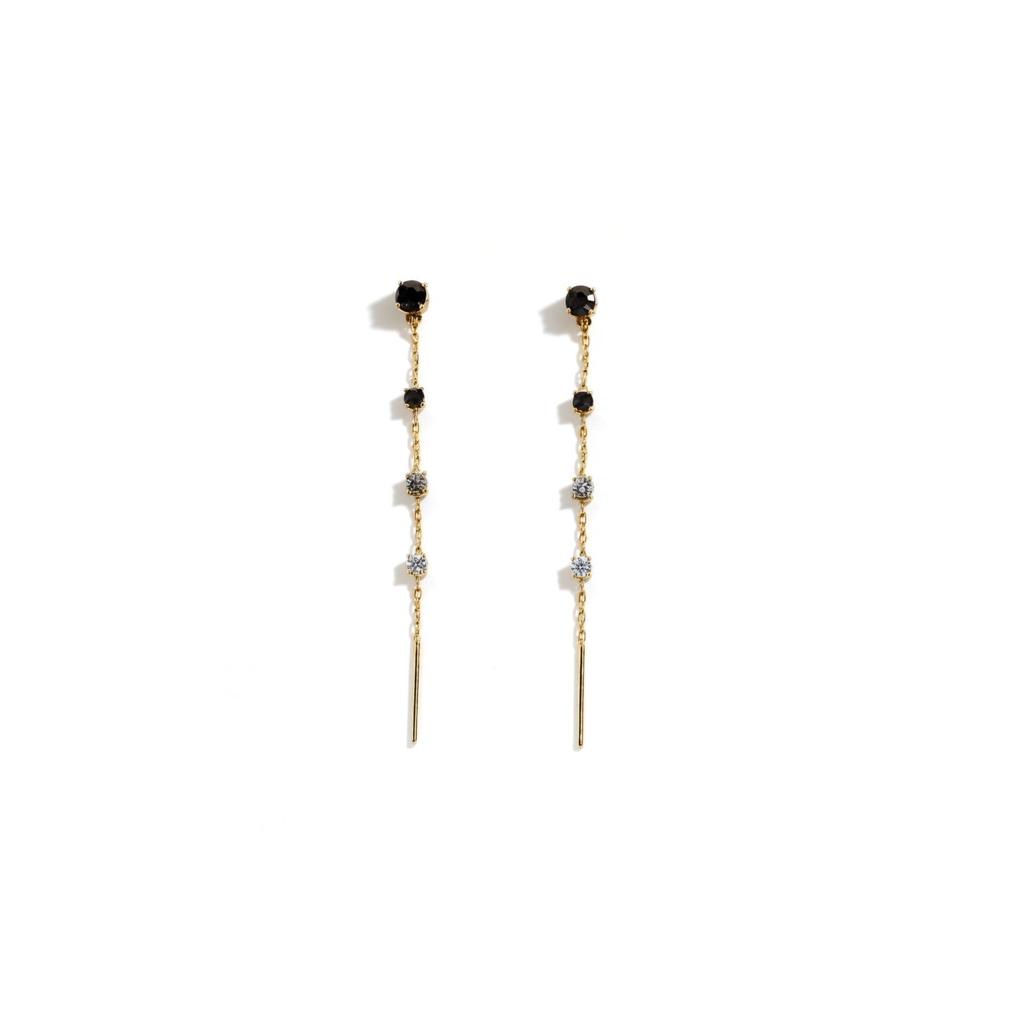 Noir Thread – Orecchini Lunghi in Acciaio Inox con Zirconi Tricolore