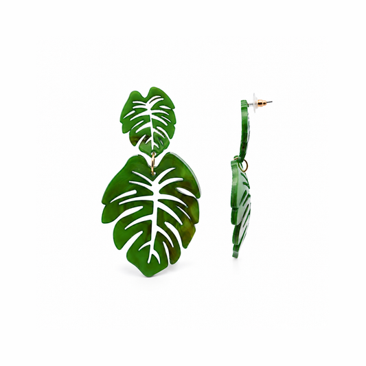 Orecchini statement Selva con design foglia monstera