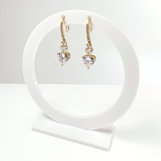 Amour Drop · Orecchini pendenti con pietre a cuore e strass in acciaio inox