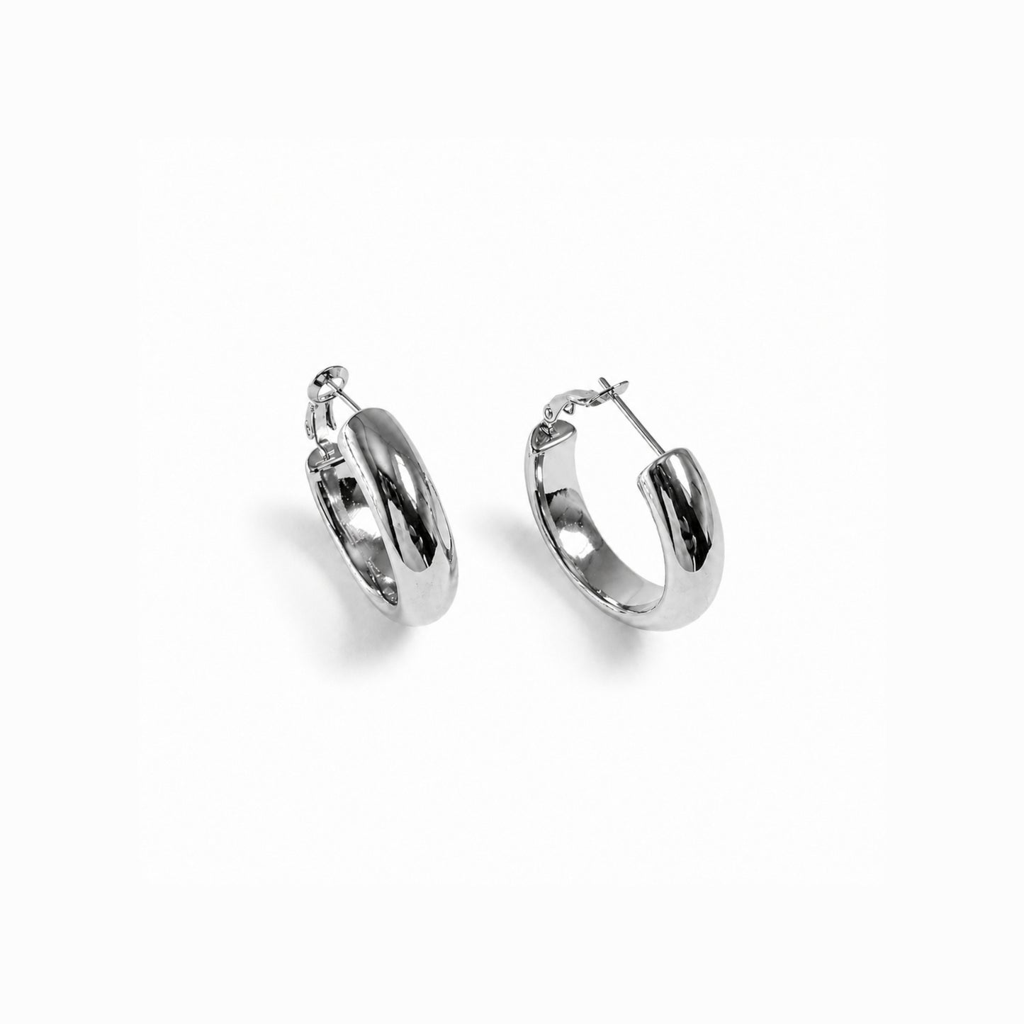 Orecchini Profilo a cerchio 25 mm in acciaio inox argentato