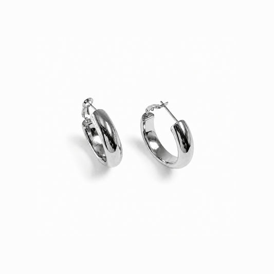 Orecchini Profilo a cerchio 25 mm in acciaio inox argentato