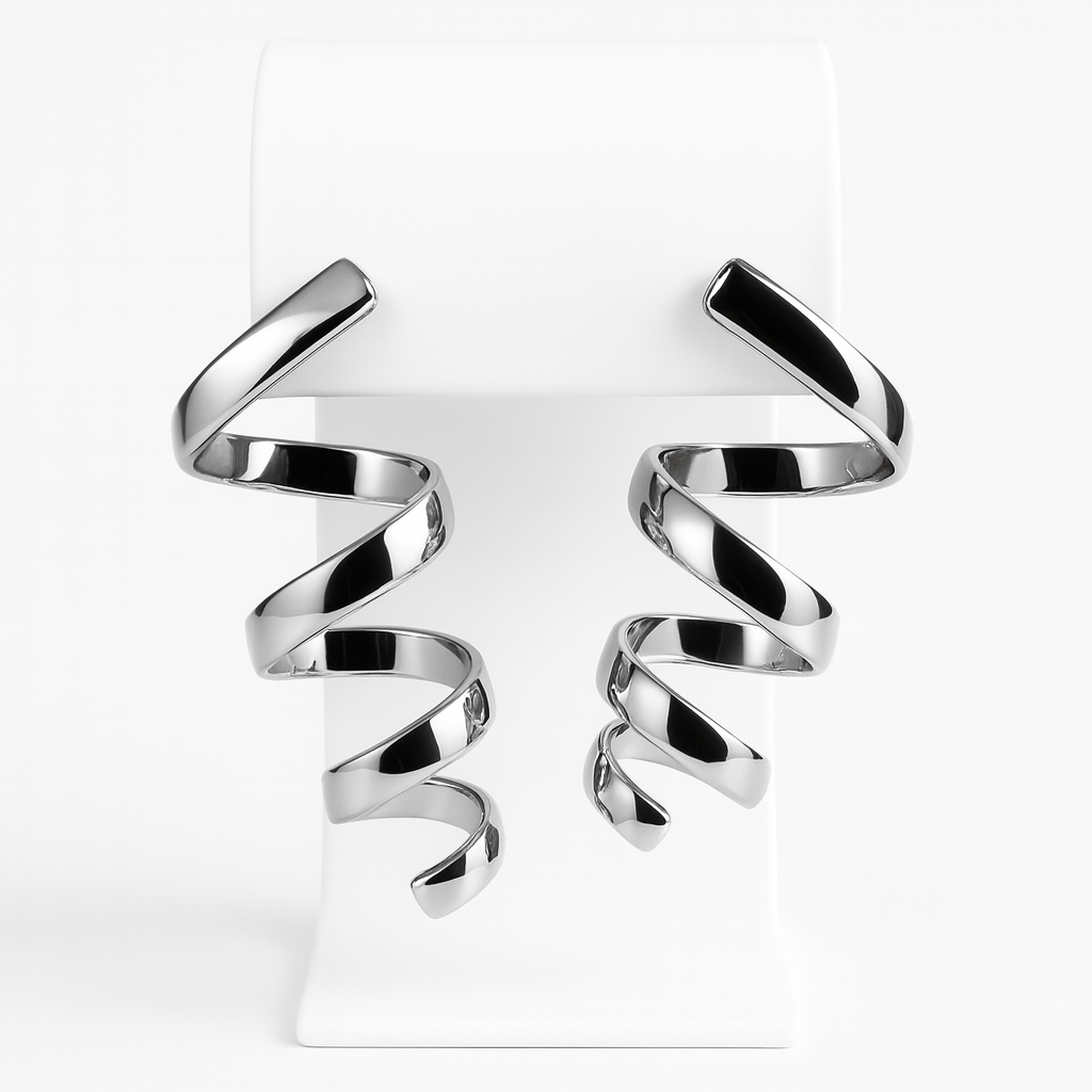 Elica Bold · Orecchini pendenti a spirale in acciaio inox