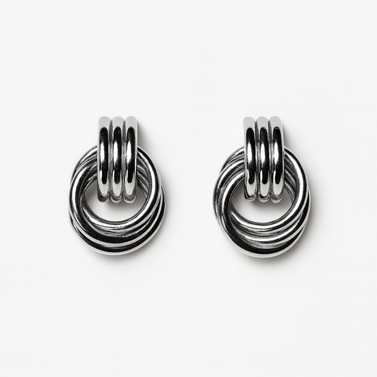 Orecchini Intreccio Circolare in Acciaio Inox