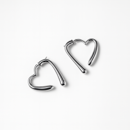 Orecchini Linea di Cuore in Acciaio Inox – Minimal Romantico