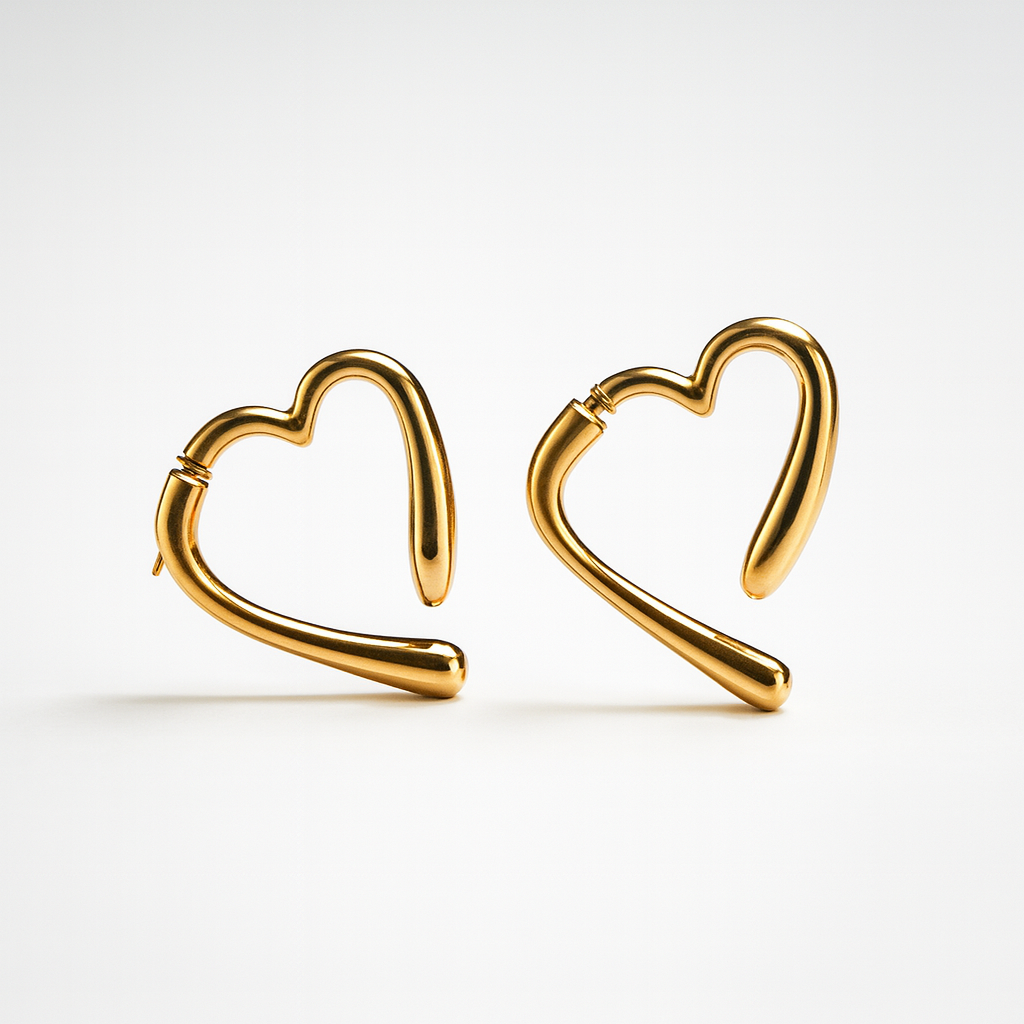 Orecchini Linea di Cuore in Acciaio Inox – Minimal Romantico