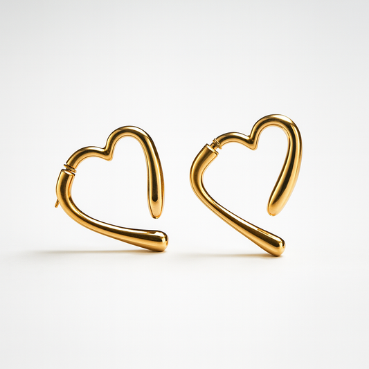 Orecchini Linea di Cuore in Acciaio Inox – Minimal Romantico