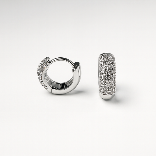 Vega Mini Hoops · Orecchini a cerchio in acciaio inox con pavé di strass